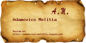 Adamovics Melitta névjegykártya